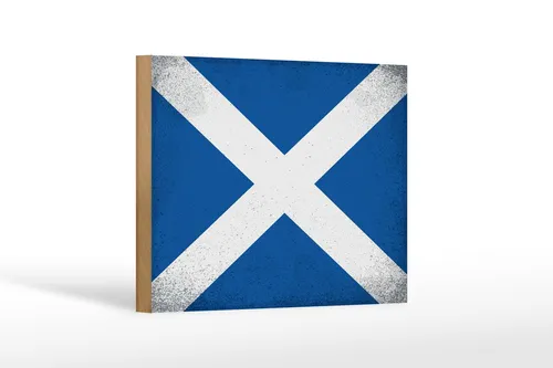 Holzschild Flagge Schottland 18x12cm Flag Scotland Vintage Deko Schild