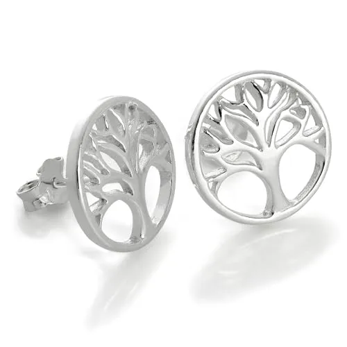 Sterlingsilber Lebensbaum Ohrstecker 925