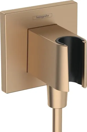hansgrohe Wandanschluss FixFit E mit Duschkopfhalterung - Handbrausen-Zubehör: Hochwertiger Wandanschluss in Brushed Bronze mit Rückflussverhinderer für sicheres und stilvolles Duschen.