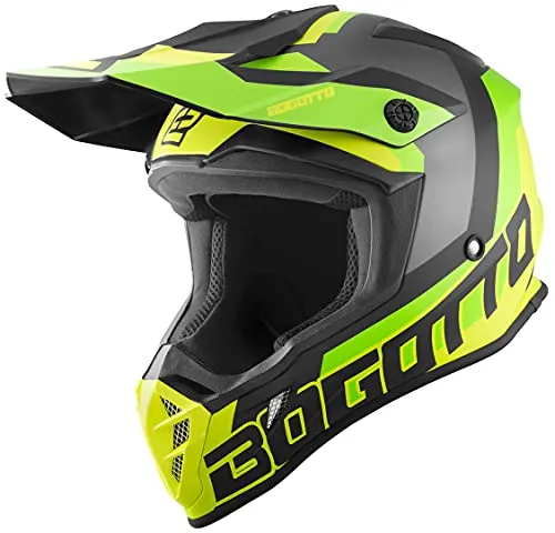 Bogotto V332 Unit Motocross Helm XL, gelb für Männer - Motorradhelm mit anatomisch angepasstem Innenraum für optimale Passform und herausnehmbarem, waschbarem Futter – ideal für jeden Motocross-Fan.