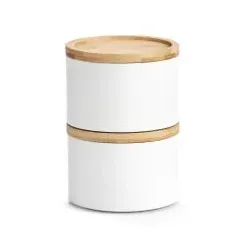 Zeller Bamboo Vorratsdose 19319 , Maße: ca. Ø 13 x 9,7 cm, weiß