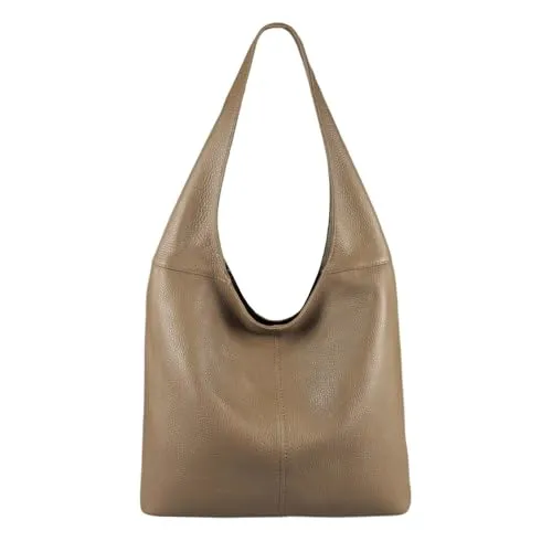 OBC Made in Italy Damen Leder Tasche - Shopper Schultertasche aus echtem Nappaleder, elegant und vielseitig für jeden Anlass