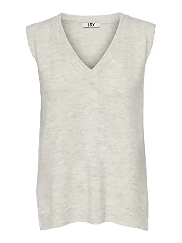 JDY Damen Struktur Strickweste V-Ausschnitt Pullover Knitted Sweater Pullunder ohne Ärmel JDYELANOR, Farben:Weiß, Größe:S
