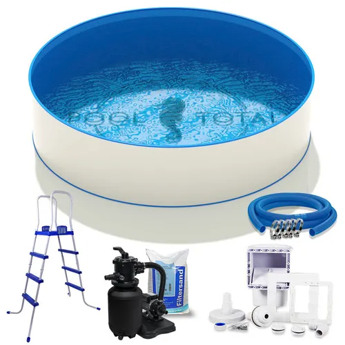 Stahlwandpool Ø 3,50m Tiefe 1,20m 0,6mm Stahwand 0,6mm Folie blau Einhängebiese