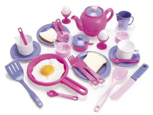 Dantoy Breakfast Set, Role Play Tea and Food with 32 Pieces Pretend Play for Kids – Princess Pink