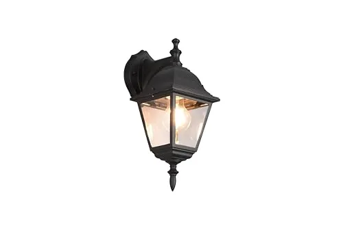 lightling Außenwandlampe Lioba, Wandleuchte Außenleuchte aus Druckguss Aluminium, Wandmontage, hängend, exkl. 1 x E27 max. 60W, IP44, Höhe 34 cm, Breite 14 cm, schwarz matt