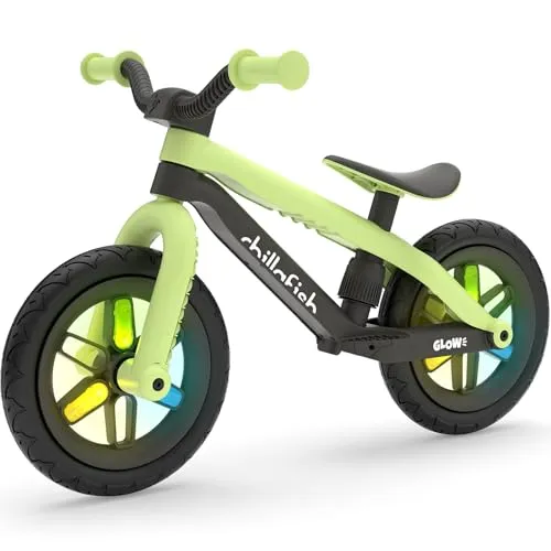 Chillafish BMXie Glow-Red, Pistazie - Leuchtendes Laufrad für Kinder - Kinderfahrzeuge mit innovativen Leuchträdern für mehr Sichtbarkeit und Fahrspaß. Ideal für Kinder von 2-5 Jahren, sorgt der BMX-Stil für ein aufregendes Fahrerlebnis.