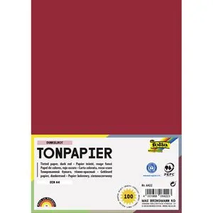 Folia Tonpapier 6422, A4, dunkelrot, 130g/m², 100 Blatt