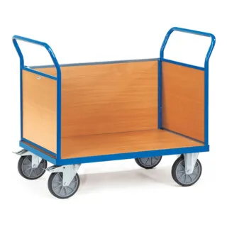 Fetra Transportwagen Dreiwandwagen 2532 - MultiVario-Transporter mit 3 Wänden aus Holzwerkstoffplatte, Tragkraft 600 kg und TPE-Rollen für mühelosen Transport. Ideal für Lager und Werkstatt.
