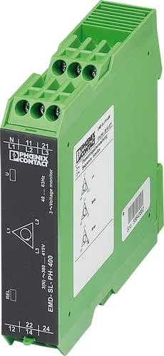 Phoenix Contact Überwachungsrelais EMD-SL-PH-400 - Relais zur Überwachung von Phasenfolge, Phasenausfall und Asymmetrie, ideal für industrielle Anwendungen mit 342 - 477 V AC.