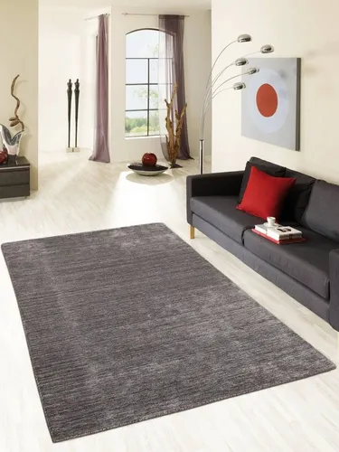 Rug Studios Teppich TALIN, Rechteckig, Höhe: 14 mm, Handgewebt, 70 x 140 cm, Grau-Rot