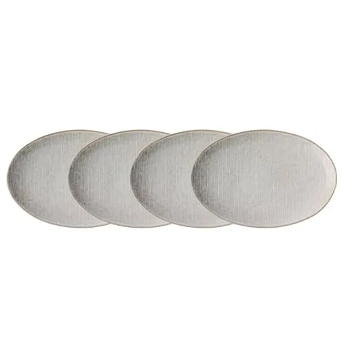 BUTLERS Teller 30x20cm 4er Teller Set HENLEY Steinzeug Geschirr | Speiseteller Dinnerteller Essteller Deko-Teller | Landhausstill reaktive Glasur | Mikrowellen- & spülmaschinenfest