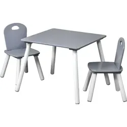 Kesper Kindertisch mit 2 Stühlen - 55x55x45 cm, modernes Design in elegantem Grau und Weiß, ideal für kreative Aktivitäten im Kinderzimmer