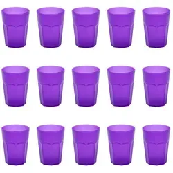 Engelland Becher Plastikbecher in modernen Neonfarben, Mehrweg, 15-tlg., Kunststoff, spülmaschinengeeignet, bruchfest, wiederverwendbar, 400 ml, 0,4 Liter lila 40 cl | 400 ml | Ø 9 cm x 9 cm x 11.5 cm