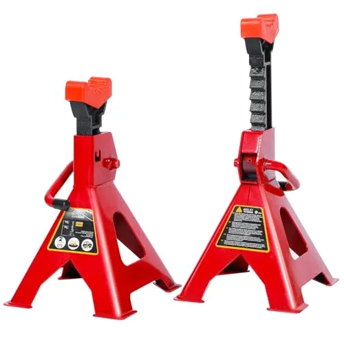 CCLIFE 2X Unterstellböcke 3T Höhenverstellbar in 10 Stufen (28,5-40 cm) unterstellböcke KFZ inkl. Gummiauflage Stützböcke für Auto Unterstellbock Kompatibel mit verschiedenen Auto