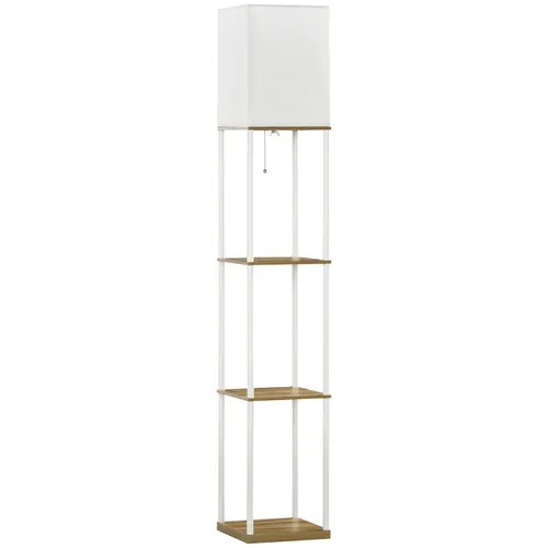 HOMCOM Stehlampe mit 3 Fächern - Standleuchte mit elegantem Design und praktischen Ablageflächen für Bücher und Deko. Stabil und sicher, ideal für Wohnzimmer oder Schlafzimmer. E27 Sockel, exkl. Glühbirne.