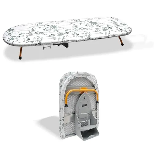 NEWFUN Bügelbrett Klappbar, Tischbügelbrett Klappbar, Tischbügelbrett, Klappbare Tischbeine für Platzersparnis, Kompaktes Bügelbrett mit Bügeltischhalter, Bügeln Schnell und Einfach, Grau,89x33cm