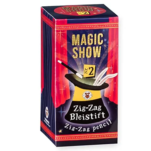 TRENDHAUS 957887 Magic Show Nr. 2 [ Zig-Zag Bleistift ], Verblüffende Zaubertricks für Kinder ab 6 Jahren, Inkl. Online-Videos, Trick Nr.2, Rot
