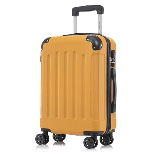 Produktbild yonsly Koffer Suitcase M Orange – Robuster Handgepäck Trolley mit 4 Rollen