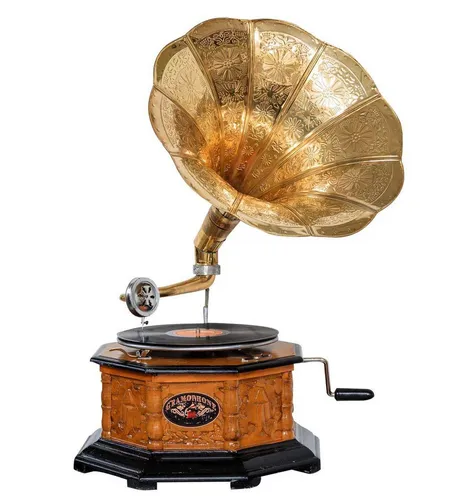 Aubaho Dekoobjekt Grammophon Grammophone Trichter Grammofon für Schellack Platten im ant