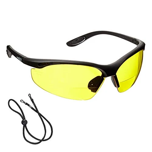 voltX CONSTRUCTOR Bifokale Schutzbrille mit Lesehilfe (Gelb +2,0 Dioptrien)
