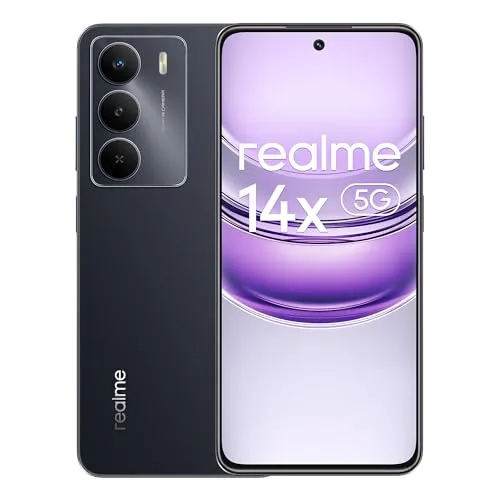 Realme 14X - Global Version - 6/128GB - Schwarz - Handys & Smartphones mit 6GB RAM und 128GB Speicher, ideal für Multitasking und umfangreiche Apps, elegantes Design in Schwarz.