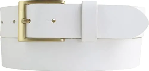BELTINGER Gürtel aus Vollrindleder 3,5 cm | Jeans-Gürtel für Herren mit goldener Gürtelschließe 35mm | Chino-Gürtel Anzuggürtel | Weiß 90cm