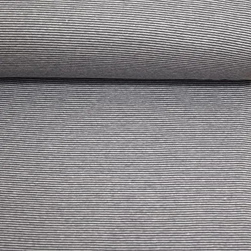 MAGAM-Stoffe James Ringel Bündchenstoff Feinstrick Oeko-Tex Meterware 50cm (2mm Grau-Weiß)