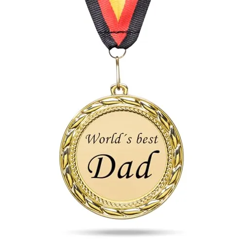 andSmile Medaille mit Gravur - World´s Best Dad - Orden aus hochwertigem Metall - Vatertagsgeschenk, Geburtstagsgeschenk für Väter - Bester Papa Geschenke zum Geburtstag & Weihnachten