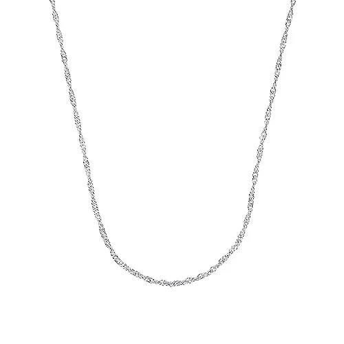 Amor Silberkette Amor Collier für Damen, 925 Sterling Silber - Ketten ohne Anhänger, elegante 50 cm lange Halskette aus robustem 925 Sterling Silber mit klassischer Singapurgliederung und sicherem Federringverschluss.