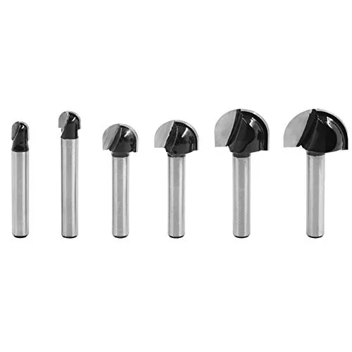 BOZONLI 6 tlg 6 mm Schaft Oberfräse Hohlkehlfräser, Rund Nase Fräser Holzbearbeitung Fräser 6,35mm /8mm /12,7mm /16mm /19mm /22mm