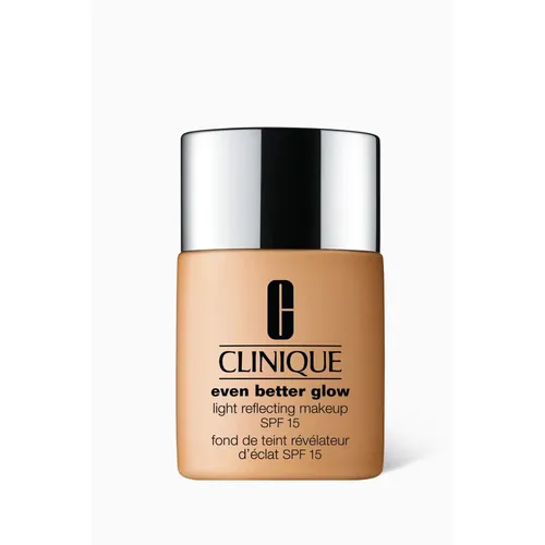 Clinique Even Better Glow Liquid Foundation WN 68, Brulee - Make-up mit lichtreflektierenden Eigenschaften für einen strahlenden Teint und SPF 15 für zusätzlichen Sonnenschutz.