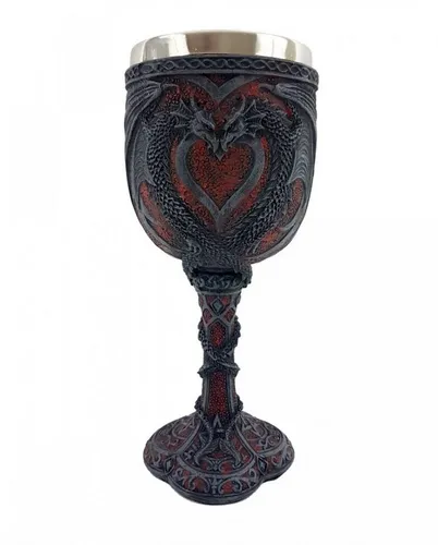 Horror-Shop Drachenkelch Loving Dragons – Trinkgefäß für Gothic Fans - Der Drachenkelch Loving Dragons aus Polyresin ist ein stilvolles Trinkgefäß für Gothic & Fantasy Liebhaber. Mit einem Fassungsvermögen von ca. 200ml und einem einzigartigen Drachenmotiv ist er ideal für deine Tischdekoration im Mittelalter-Stil.