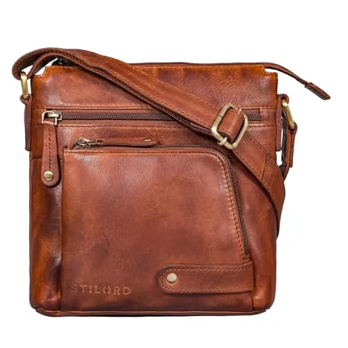 STILORD 'Cameron' Kleine Leder Umhängetasche - Messenger-Bag aus echtem Vintage Leder, stilvolles Unikat mit verstellbaren Schulterriemen für hohen Tragekomfort, ideal für Büro und Freizeit