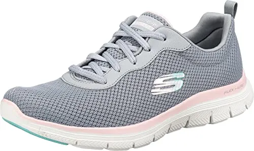 Skechers Damen Flex Appeal 4.0 Brilliant View Sneaker, Gray Mesh Light Pink Trim, 36.5 EU