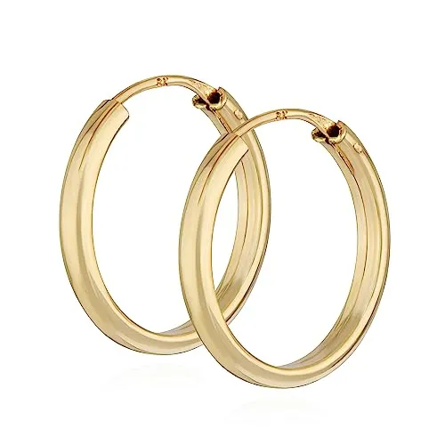 NKlaus Paar Creolen 333 Gelb Gold 8 Karat 14mm Damen Goldohrringe Rund Ohrschmuck 14390