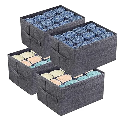 EASEVE 4 Stück Kleiderschrank Organizer Schublade Aufbewahrungsbox für Kleidung - 12 Zellen Schubladen Ordnungssystem Schrank Kleider Aufbewahrung Boxen für Jeans, Hosen, Handtuch, Shirt, Pullover