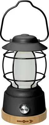 BRUNNER Camping Lampe LYSS - Dimmbar & USB Aufladbar - Wetterfeste LED Laterne für Camping & Reisen. Retro-Design mit Bambussockel, ultralange Leuchtdauer bis 200 h und als Powerbank nutzbar.