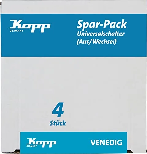 Kopp Sparpack 4 A/W-Schalter, 4 Stück, platin, 602643054 Venedig