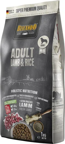 Belcando Adult Lamb & Rice Hundefutter | Trockenfutter für empfindliche Hunde | Alleinfuttermittel für ausgewachsene Hunde ab 1 Jahr (1 kg neu)