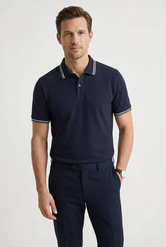 OLYMP Poloshirt Casual mit farblichen Kontrast-Details in Blau - XXL - Herren-Shirts, aus 100% Baumwolle, bequem und pflegeleicht, ideal für lässige Anlässe mit stilvollen Kontrast-Details.