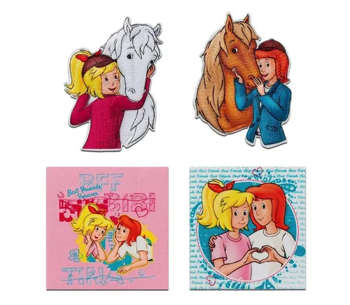 Mono-Quick Aufnäher Bügelbild, Aufbügler, Applikationen, Patches, Flicken, zum aufbügeln, Polyester, Bibi Set 4 Stück