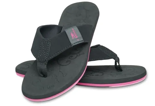 MADSea Damen Zehenstegpantolette Beach Woman | Zehentrenner Flip Flop Thong Sandale Badelatschen | Sommer Strand, schwarz/fuchsia, 37 EU