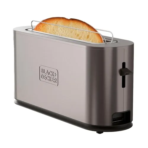 Black+Decker Toaster BXTO1002E 1000W - Toaster mit extra breitem Schlitz (260x42 mm) und 7 Bräunungsstufen für perfektes Toasten. Ideal für Bagels und handwerklich hergestelltes Brot.