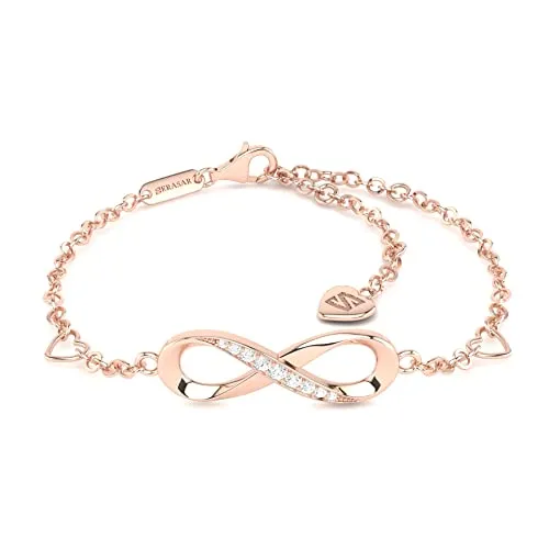 SERASAR Silber Armband Damen - Elegantes 925 Sterling Schmuckstück mit Rose Gold - Armbänder für Damen, filigranes Design mit unendlicher Schleife, perfekt als Geschenkidee für jeden Anlass, hochwertige 18 Karat Rosegoldplattierung und verstellbare Länge für optimalen Tragekomfort.