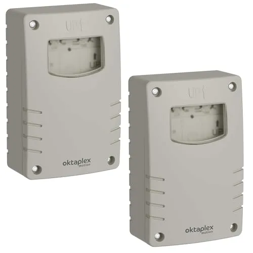 Oktaplex Bela 2er Set Dämmerungsschalter Aussen mit Ausschalttimer IP65 230V grau-weiß Einstellbarer Dämmerungssensor