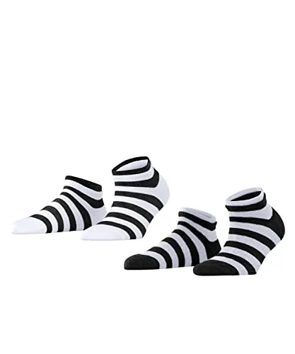 ESPRIT Damen Sneakersocken Mesh Stripe 2-Pack, Biologische Baumwolle, 2 Paar, Mehrfarbig (Sortiment 10), 35-38