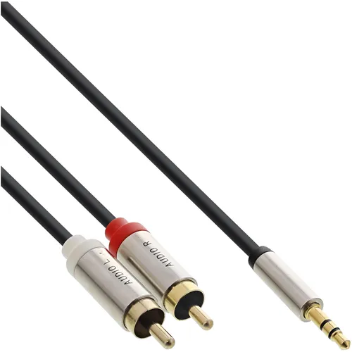 InLine® Slim Audio Kabel Klinke 3,5mm Stecker an 2x Cinch Stecker rot/weiß 1m
