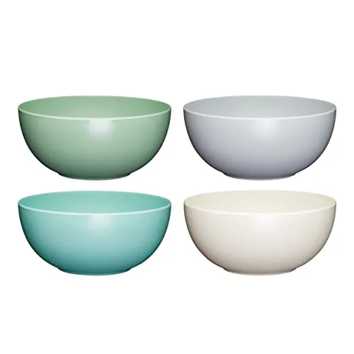 Colourworks Müsli Schüssel Set in Pastell Farbtönen, 4 Unzerbrechliche Schüsseln, Melamin Ramen Schüssel, Schalen Set, Blau Farbtöne, Ø 15 cm