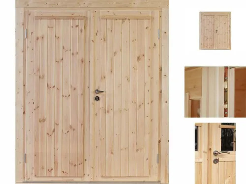 Gartenhaustür Holztür Doppel-Tür Knut 58 Mm Doppeltür in beige von Wolff Finnhaus